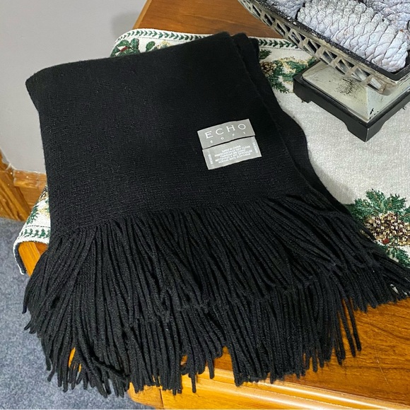 ECHO Long Black Scarf Unisex 78”X 18” - Picture 8 of 8